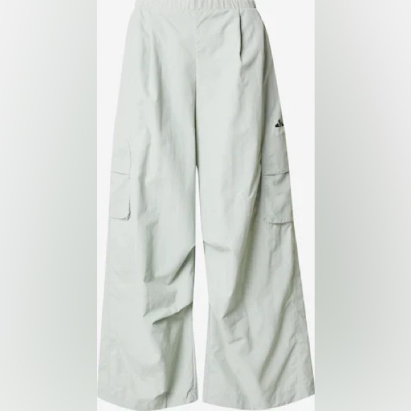 Adidas Light Gray Wide-Leg Cargo Pants Sage Parachute XS - Picture 4 of 14